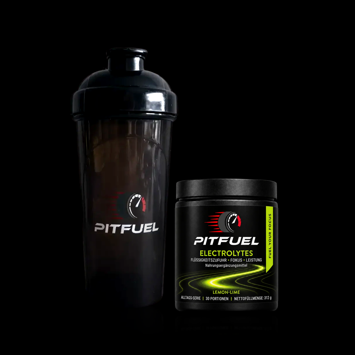 PITFUEL® Electrolytes Starter-Set Lemon-Lime: Dose 312 g und Shaker 700 ml