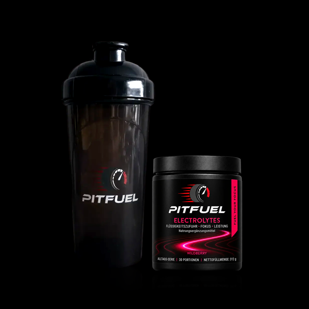 PITFUEL® Electrolytes Starter-Set Wild-Berry: Dose 312 g und Shaker 700 ml